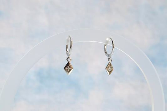 Sterling Silver Diamond Charm Hoops