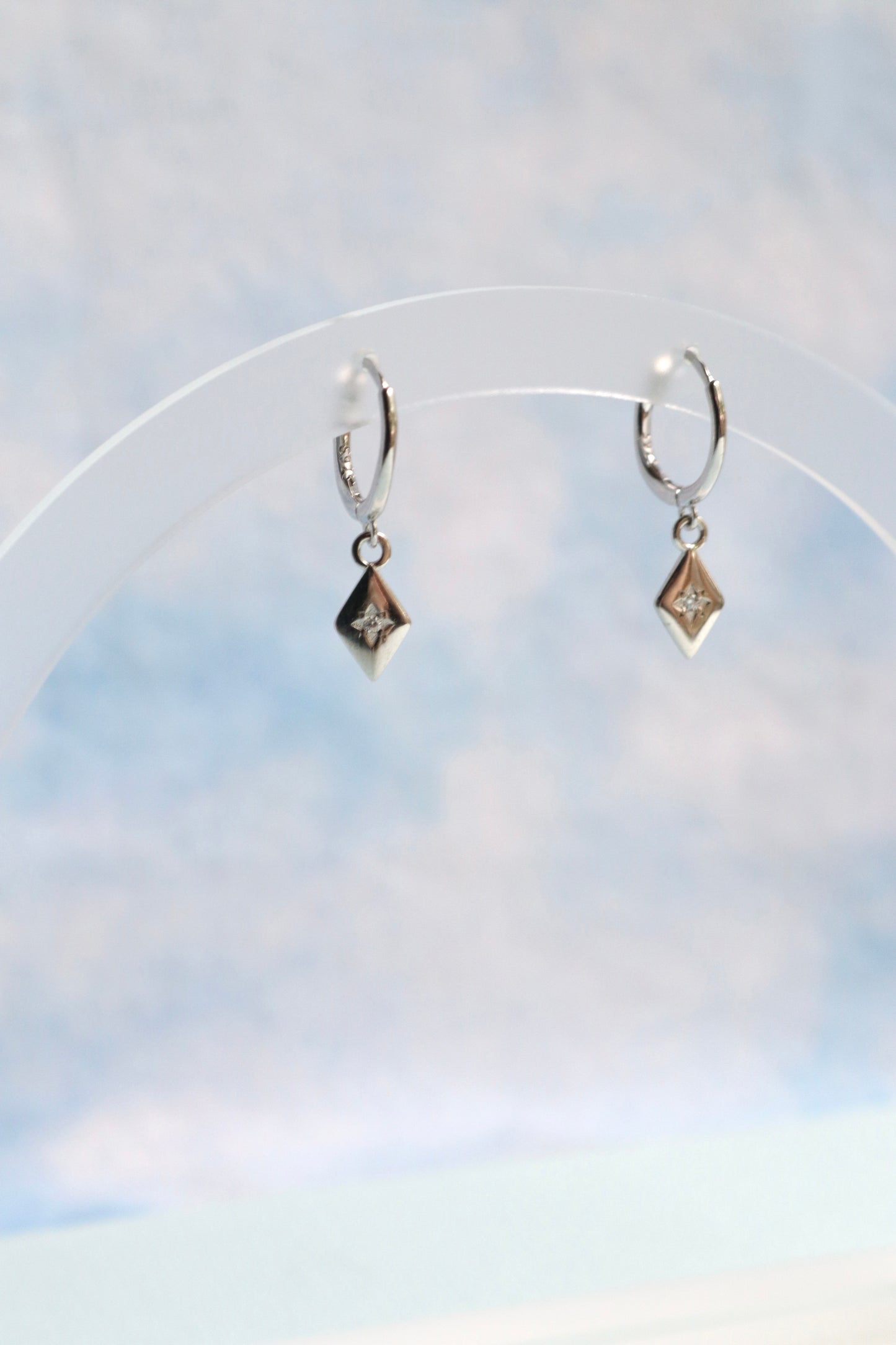 Sterling Silver Diamond Charm Hoops