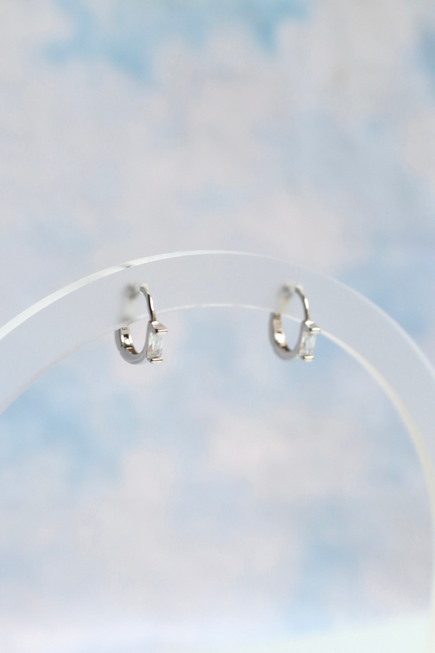 Sterling Silver Baguette Hoops