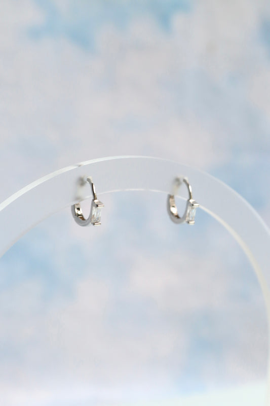Sterling Silver Baguette Hoops