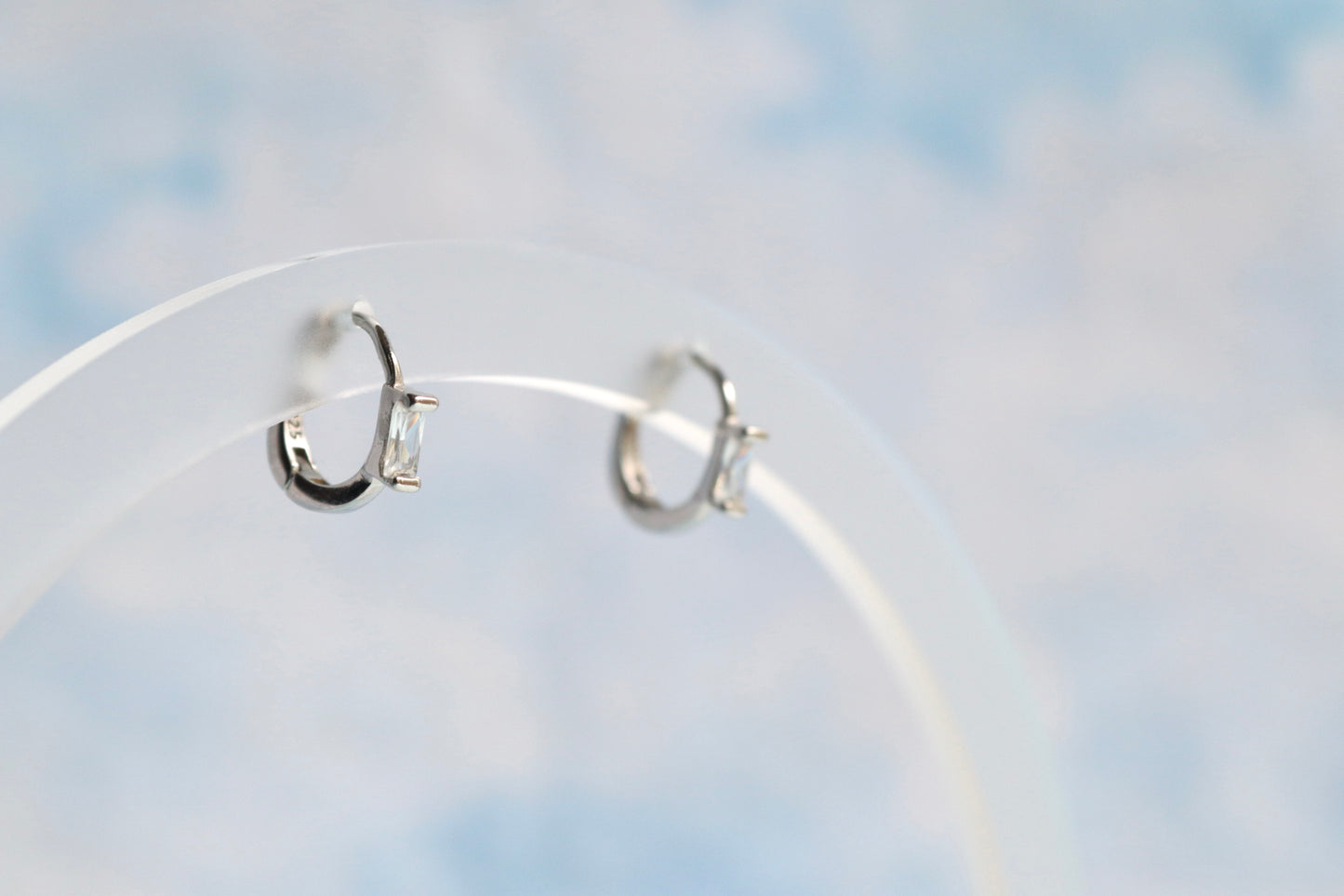 Sterling Silver Baguette Hoops