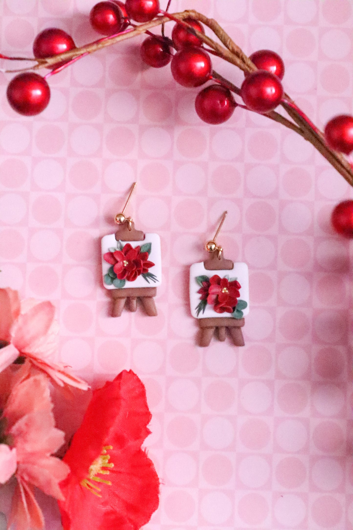 Poinsettia Portrait Dangles