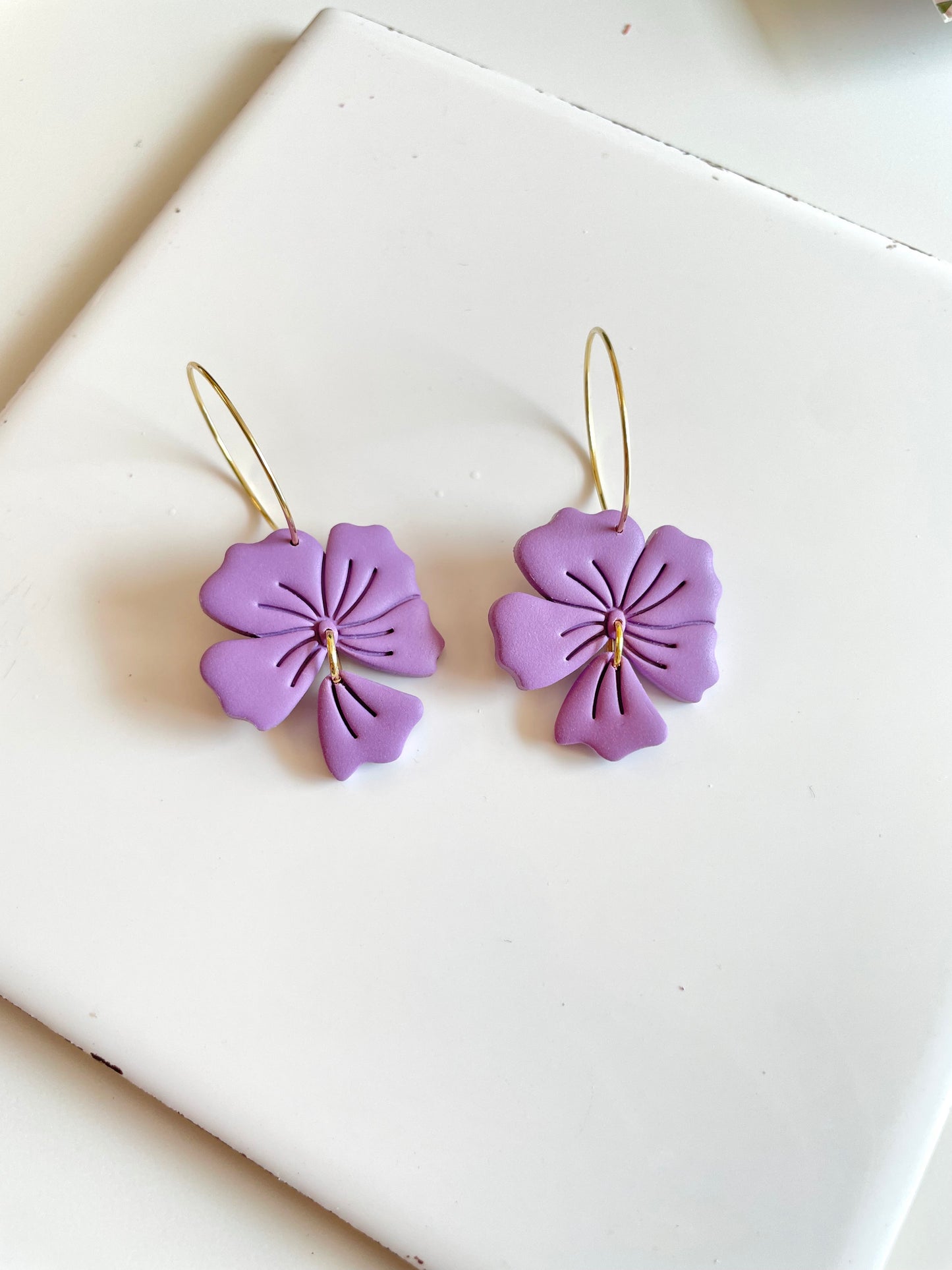 Purple Flower Hoops