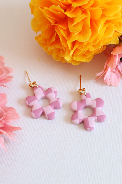 Checkered Flower Dangles