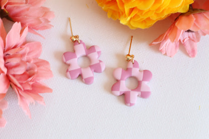 Checkered Flower Dangles