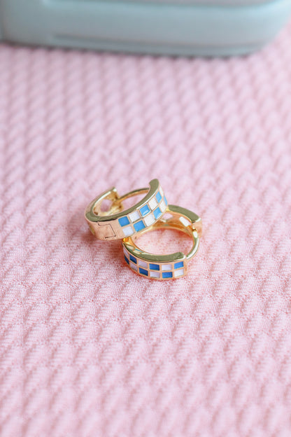 Checkerboard Gold-Filled Hoops