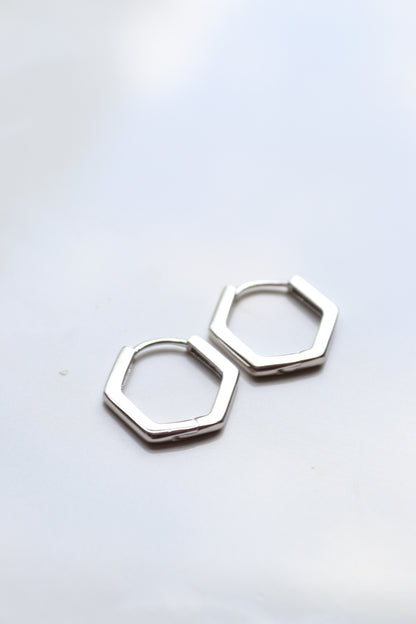 Sterling Silver Hexagon Hoops