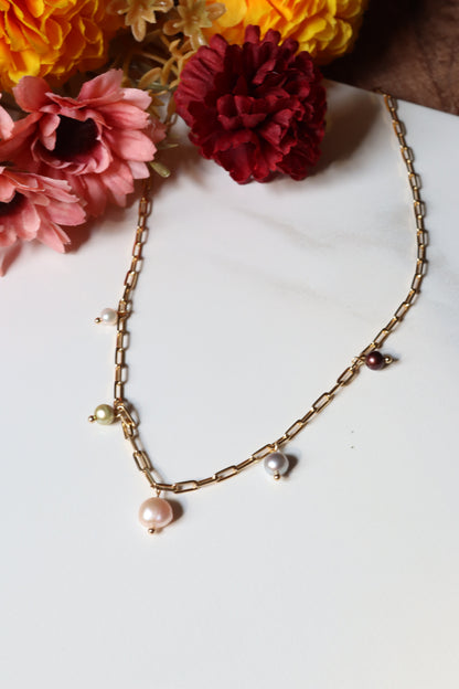 Multicolored Pearl Drop Necklace