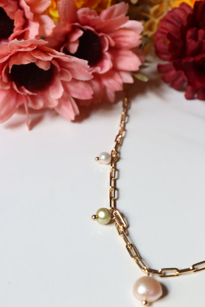 Multicolored Pearl Drop Necklace
