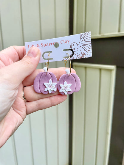 Purple Floral Pumpkin Hoops