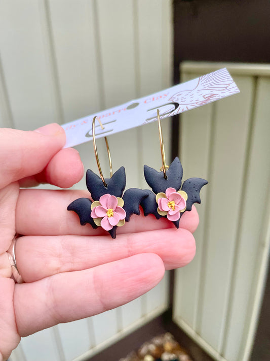 Just Batty Floral Hoops