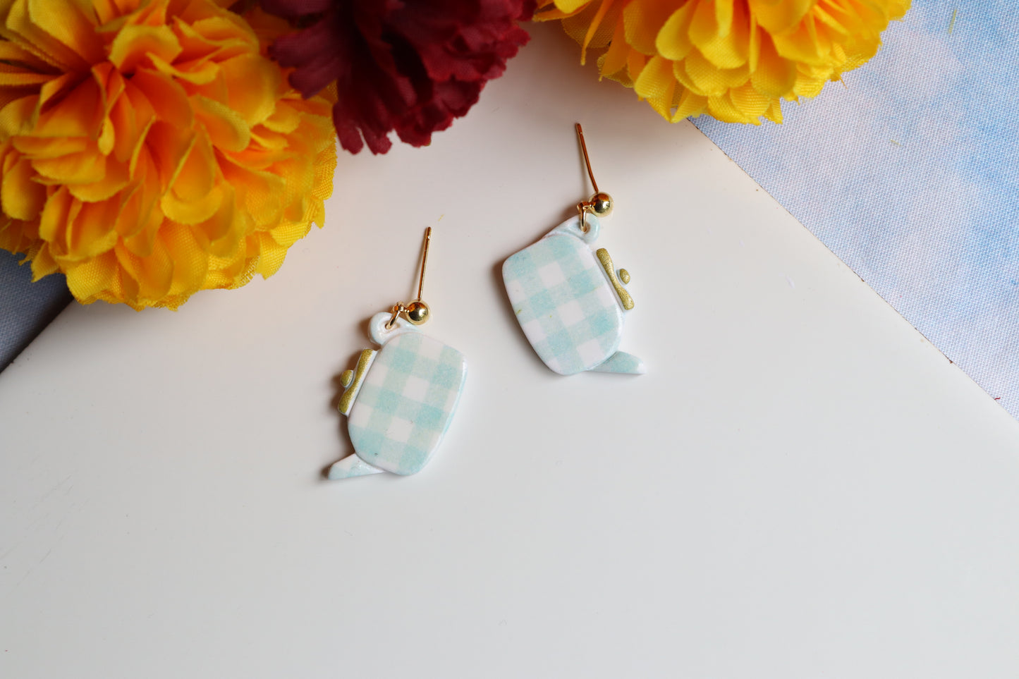 Gingham Teapot Dangles
