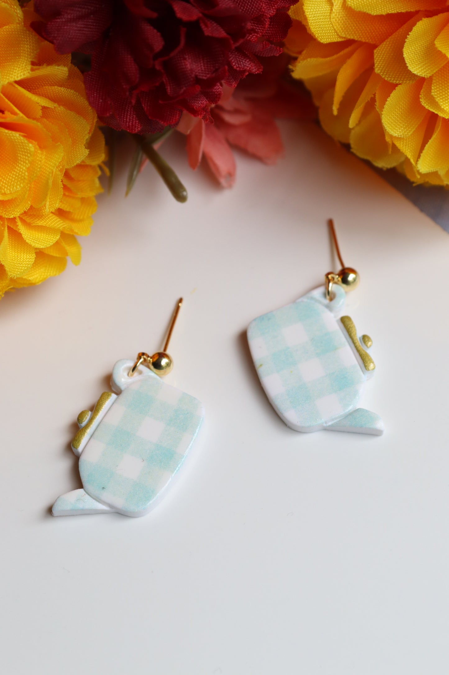 Gingham Teapot Dangles