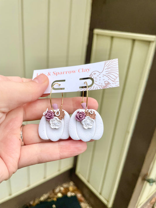 White Floral Pumpkin Hoops