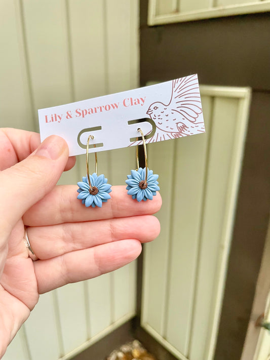 Blue Sunflower Hoops