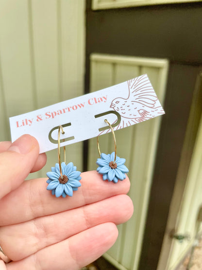 Blue Sunflower Hoops
