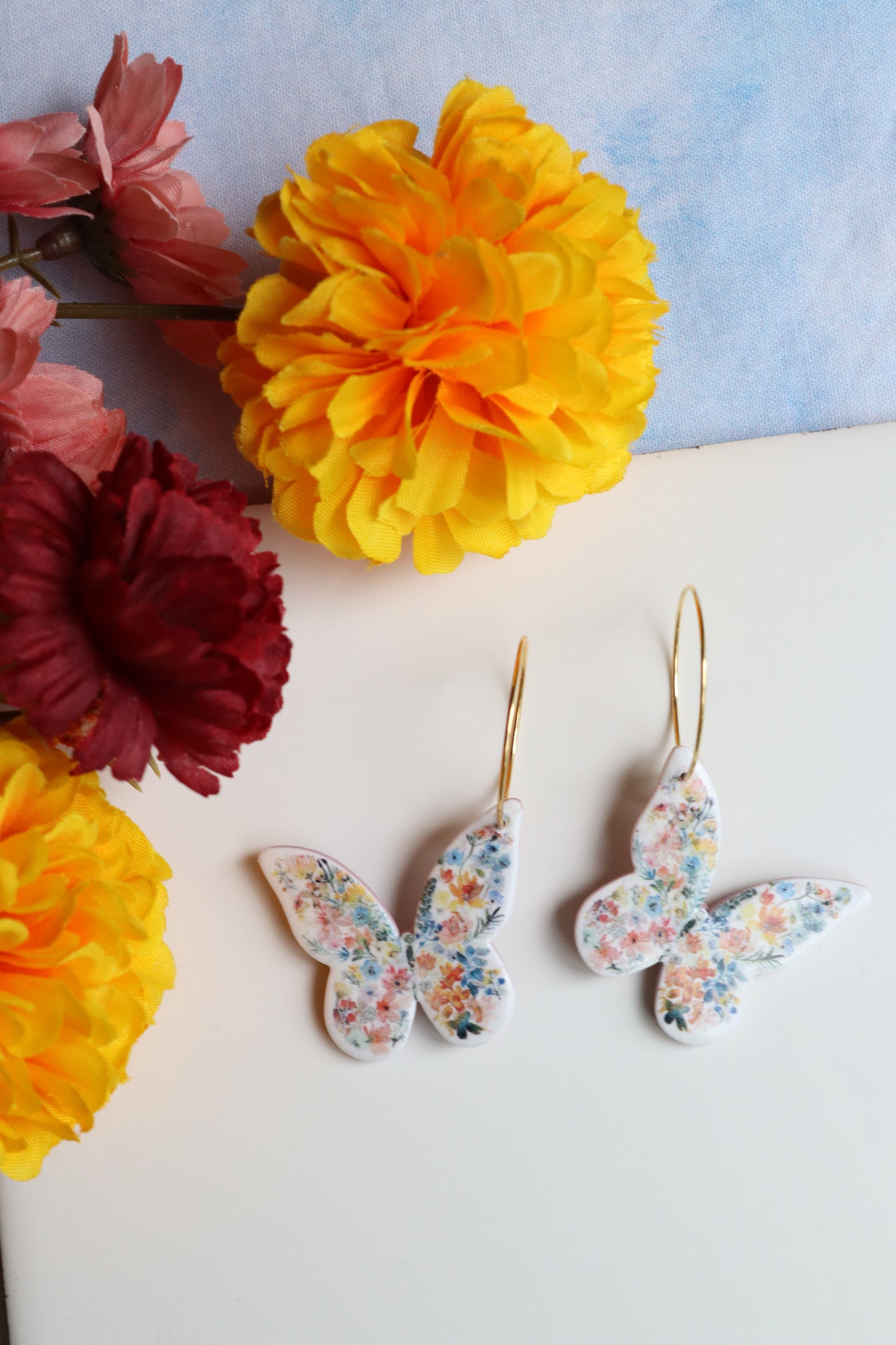 Floral Butterfly Hoops