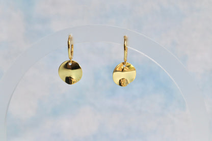 Hammered Disc Gold Vermeil Hoops