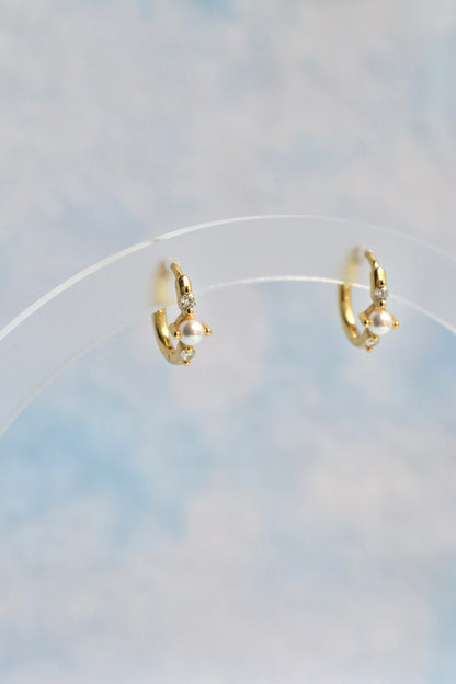 Gold Vermeil Tiny Pearl Hoops
