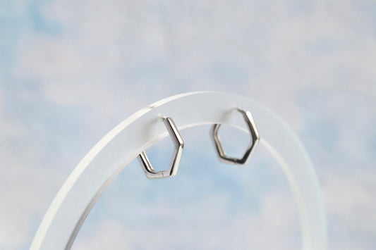 Sterling Silver Hexagon Hoops
