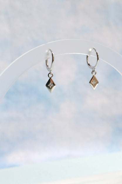 Sterling Silver Diamond Charm Hoops