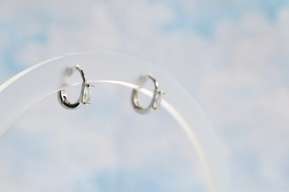 Sterling Silver Baguette Hoops