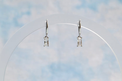 Sterling Silver Baguette Charm Hoops