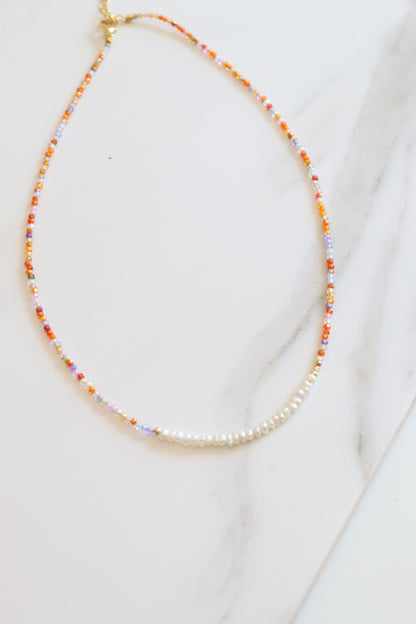 24k Gold-Filled Pearl and Gemstone Beaded Necklace | 18"