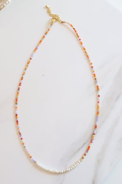 24k Gold-Filled Pearl and Gemstone Beaded Necklace | 18"