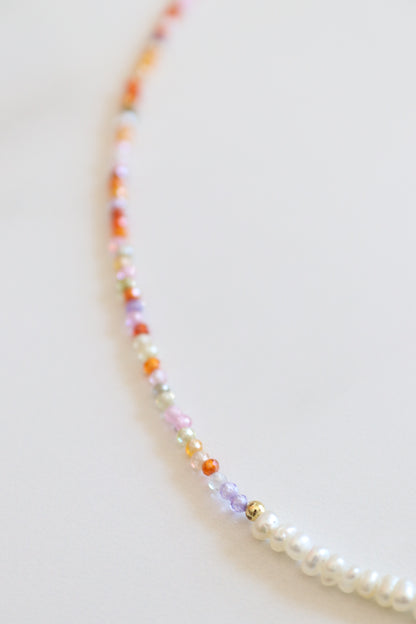 24k Gold-Filled Pearl and Gemstone Beaded Necklace | 18"