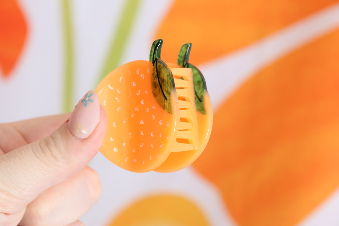 Small Orange Claw Clip