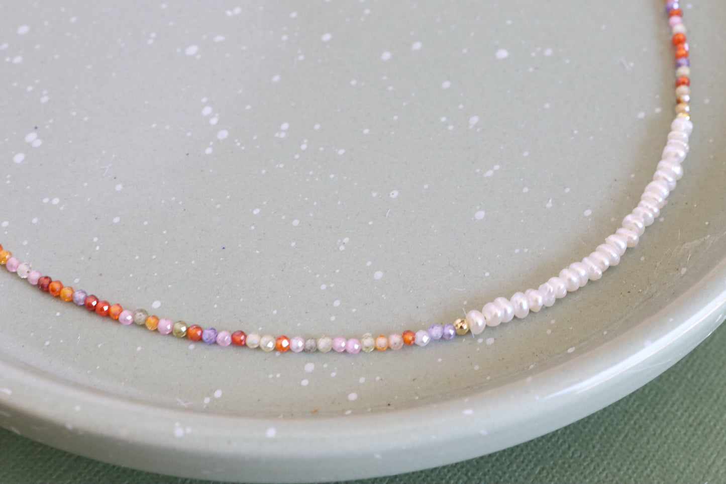 24k Gold-Filled Pearl and Gemstone Beaded Necklace | 18"