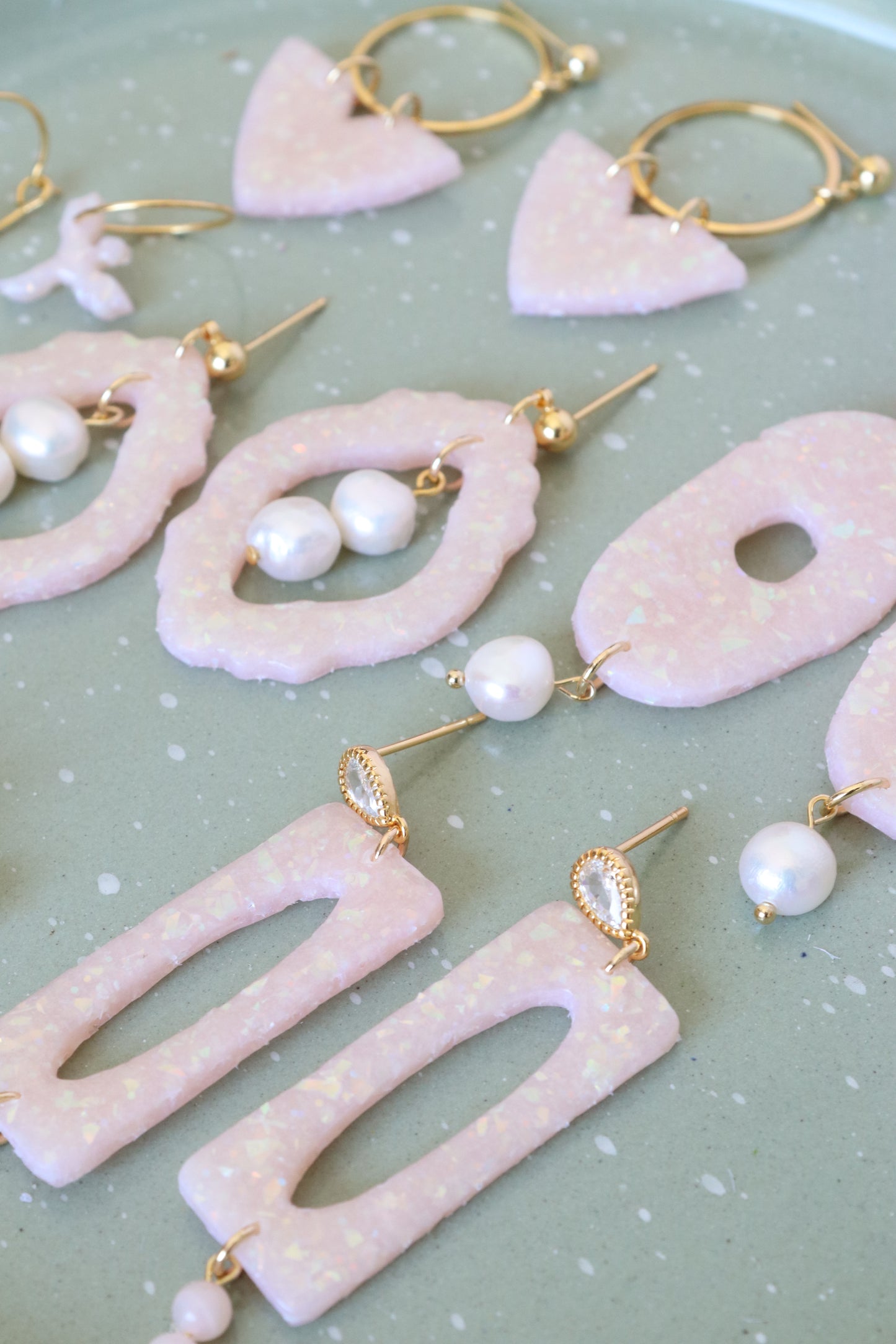 Soft Pink Opal Earrings (Multiple Shapes)