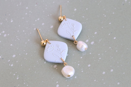Lisa Floral Pearl Drop Dangles
