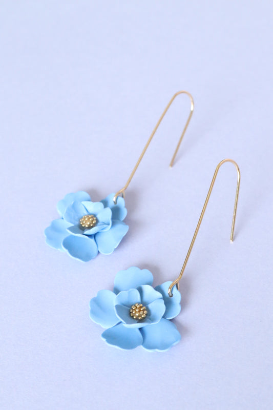 Blue Flower Drop Dangles
