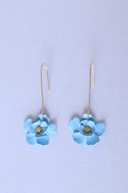 Blue Flower Drop Dangles