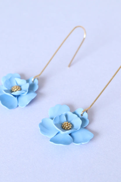 Blue Flower Drop Dangles