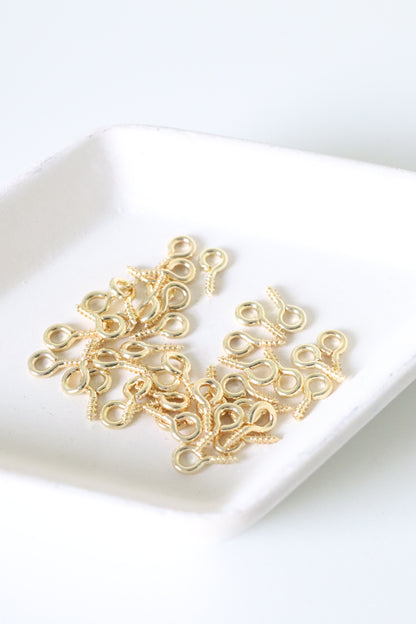 14k Gold-Plated Screw Eye Pins