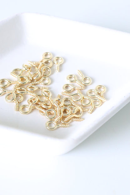14k Gold-Plated Screw Eye Pins