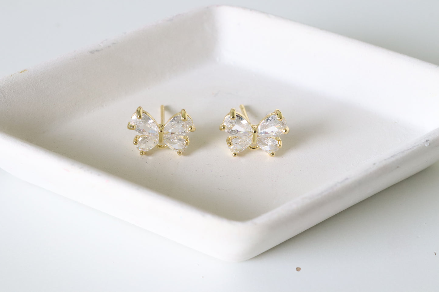 CZ Butterfly Earring Posts