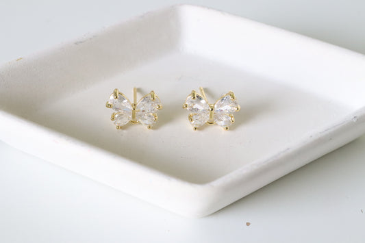 CZ Butterfly Earring Posts