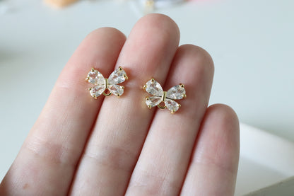 CZ Butterfly Earring Posts