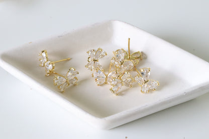 CZ Butterfly Earring Posts