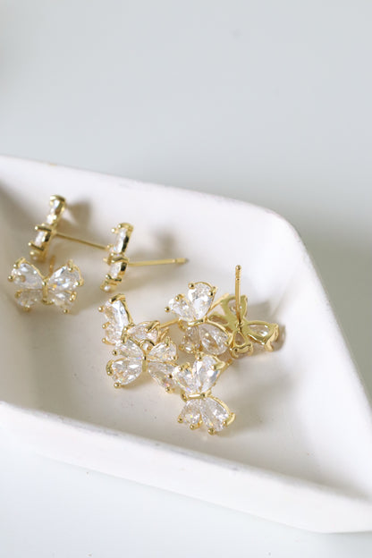 CZ Butterfly Earring Posts