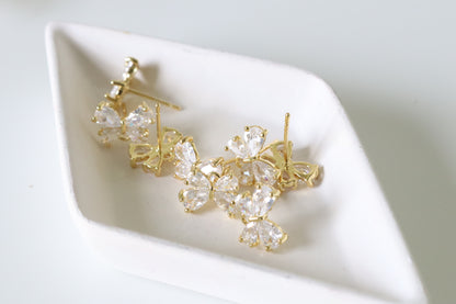CZ Butterfly Earring Posts