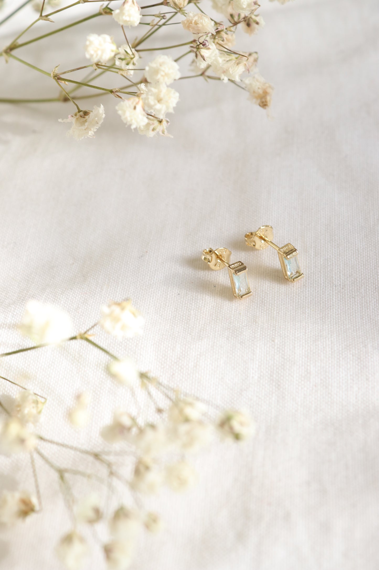 CZ Gold-Filled Aquamarine Studs