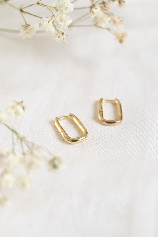 Gold-Filled Rectangle Clicker Hoops