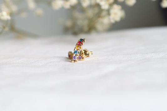 18K Gold-Filled Multicolor Curved Bar Studs