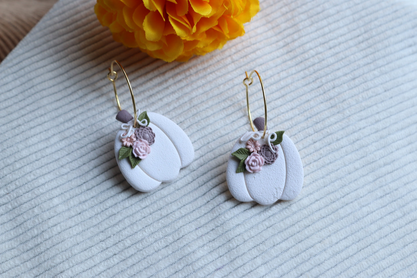 White Floral Pumpkin Hoops