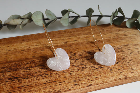 Translucent Dandelion Heart Hoops